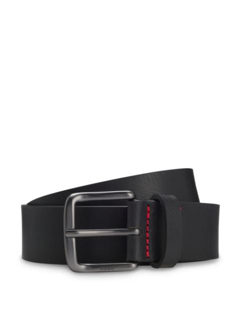 HUGO ITALIAN-MADE BELT IN BUFFALO LEATHER WITH LOGO BUCKLE