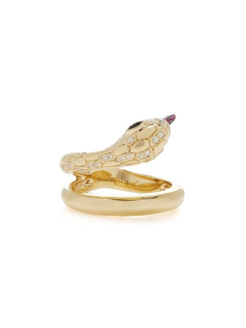 Yvonne Léon Python 9K Yellow Gold Diamond, Spinel Ring gold