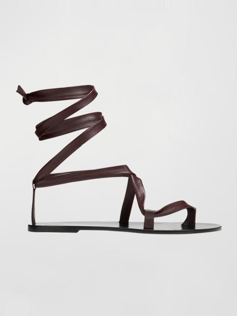 The Row Nora Napa Leather Strappy Ankle-Tie Sandal