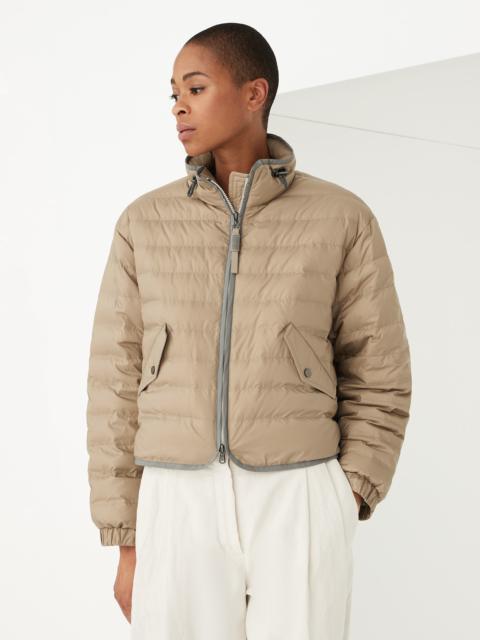 Brunello Cucinelli Water-resistant matte nylon down jacket with precious zipper pull