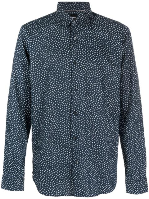 BOSS abstract-print linen shirt