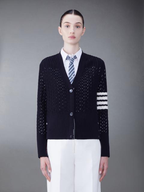 Thom Browne 4-Bar pointelle-knit virgin-wool cardigan