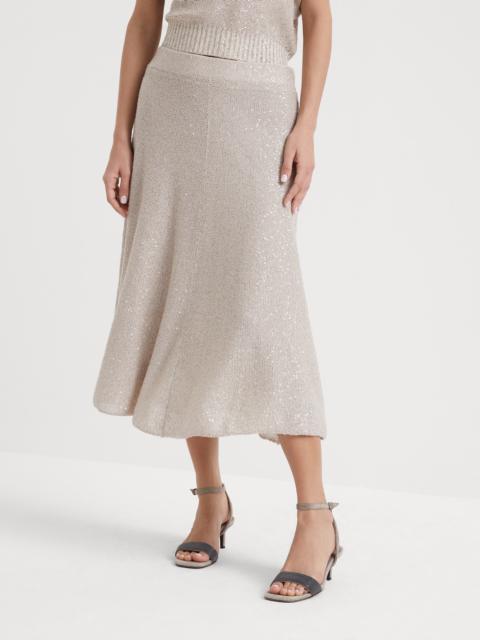 Linen, cashmere and silk dazzling texture knit skirt