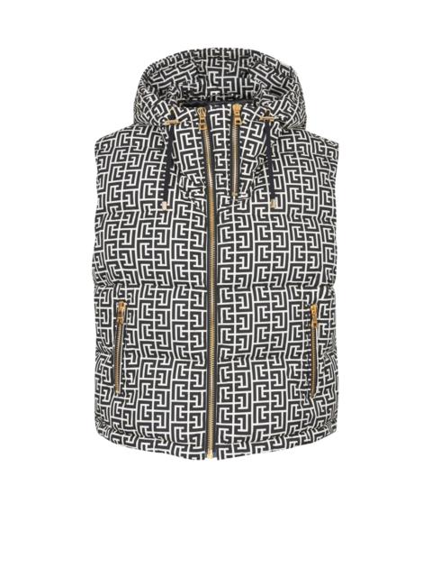 Nylon quilted vest with Balmain monogram