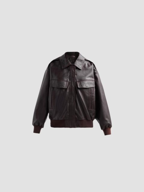 LAMARQUE Women's Trevanna Leather Bomber Jacket - Oxblood