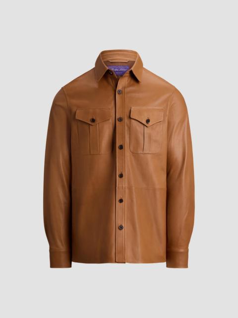 Ralph Lauren Men's Barron Plonge Leather Shirt Jacket - Gold