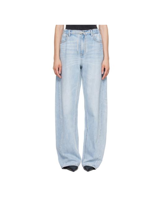 Alexander Wang Blue Balloon Jogger Rhinestone Drawcord Jeans