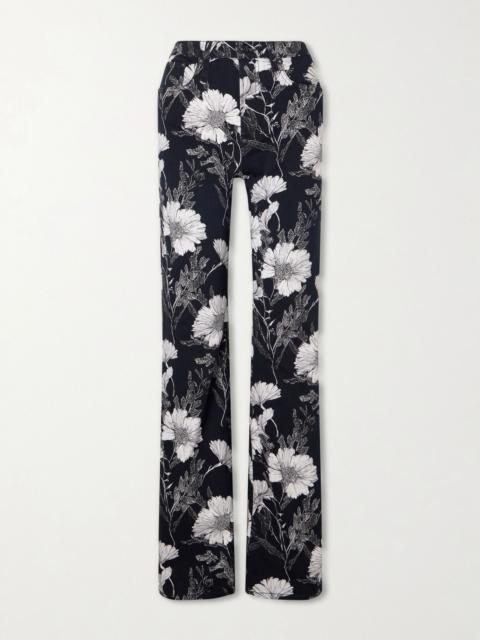 R13 Jane floral-print mid-rise straight-leg jeans Black