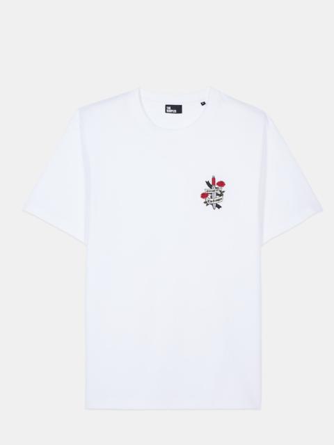 The Kooples WHITE T-SHIRT WITH ETERNAL LIFE EMBROIDERY
