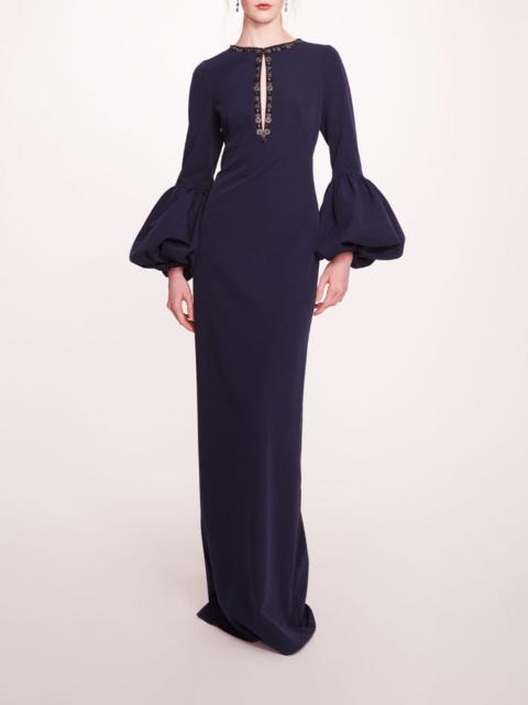 PUFFED SLEEVE COLUMN GOWN