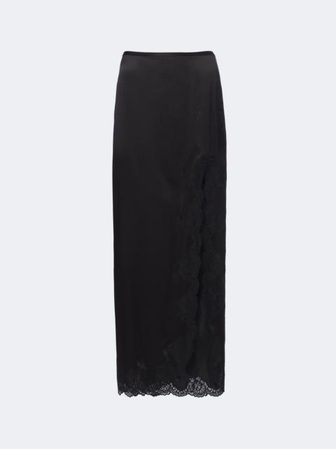 Valentino Lace-trimmed silk crêpe satin midi skirt