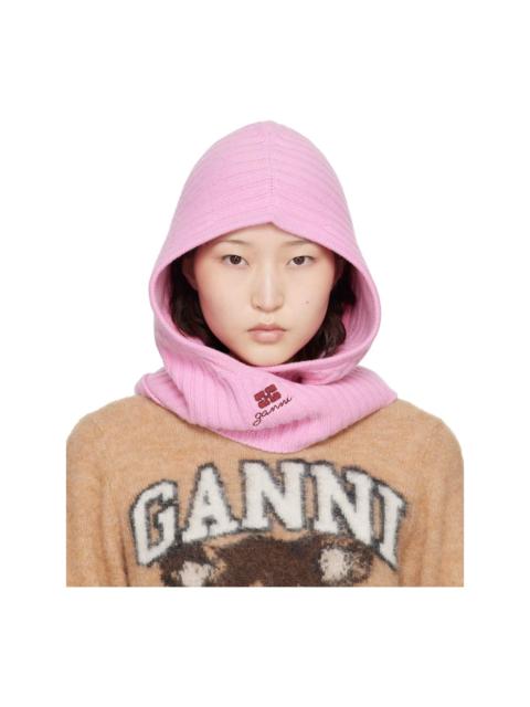 GANNI Pink Wool Mix Balaclava