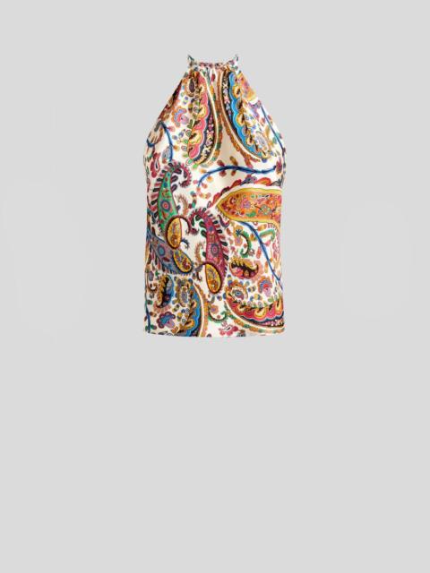 Etro SILK TOP WITH HALTERNECK AND FLORAL PAISLEY MOTIF