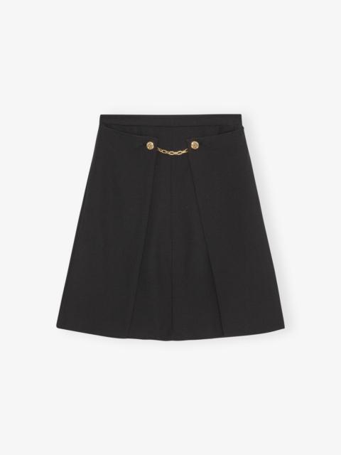 GANNI BLACK LIGHT TWILL SUITING SKIRT