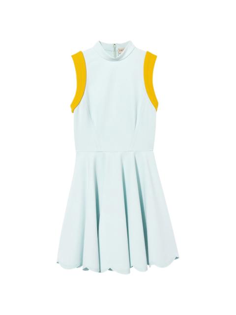 contrast-trim flared dress