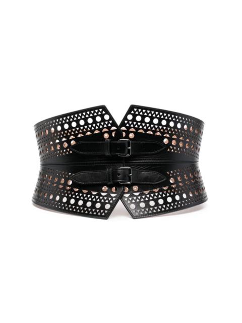 Alaïa laser-cut leather corset belt