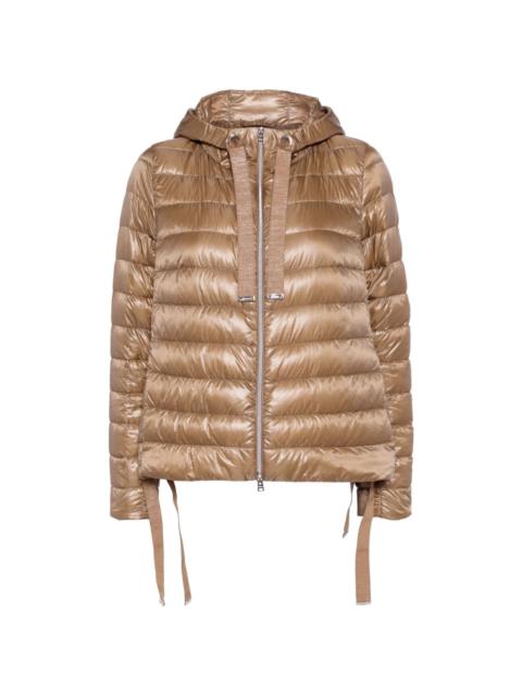 high-shine quilted puffer jacket