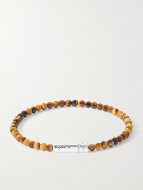 le gramme 11g Sterling Silver and Tiger Eye Beaded Bracelet