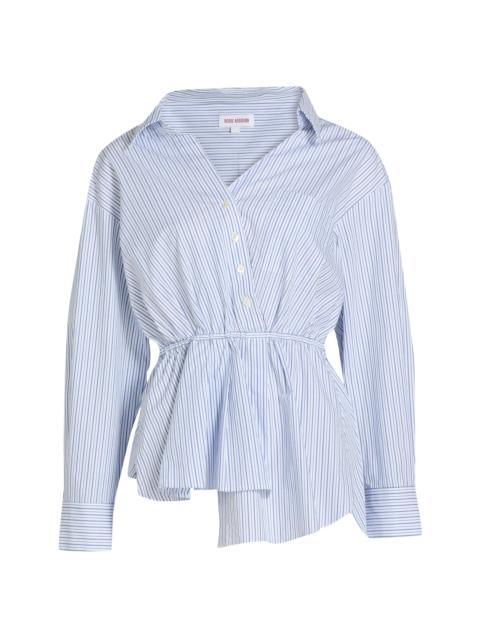 ROSIE ASSOULIN Women's Falling Off The Shoulder Poplin Shirt - Blue Stripe