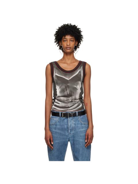 Y/Project Burgundy Jean Paul Gaultier Edition Trompe L'Oeil Lingerie Tank Top