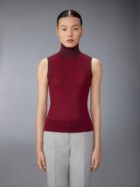 Thom Browne Wool Contrast Trim Sleeveless Turtleneck