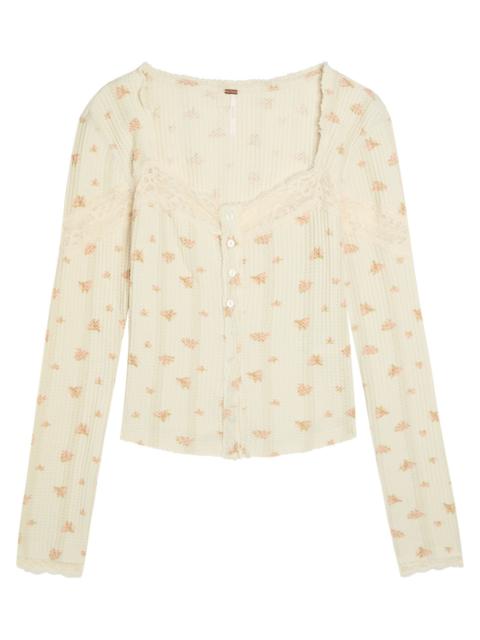 FREE PEOPLE Free People Lets Party Cardi Floral-print Cotton top