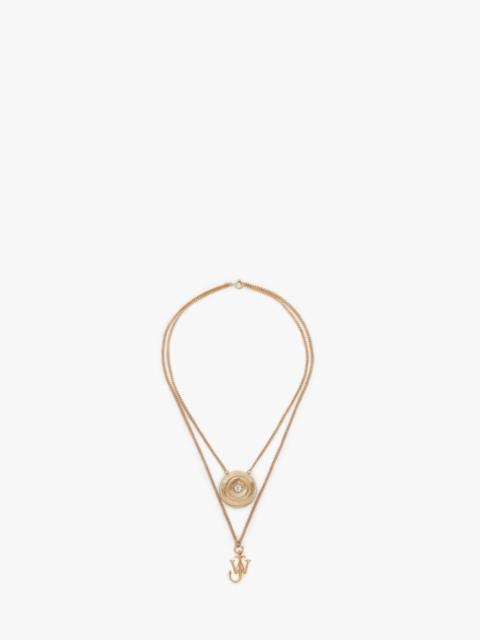 JW Anderson LAYERED NECKLACE WITH BUMPER-MOON CRYSTAL PENDANT