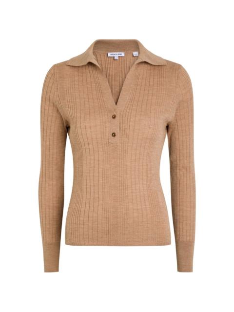 VERONICA BEARD ribbed button-down polo top