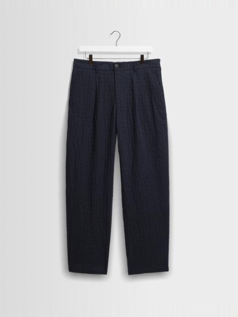 Wax London Malham - Navy Dobby Cotton Wide Fit Trousers