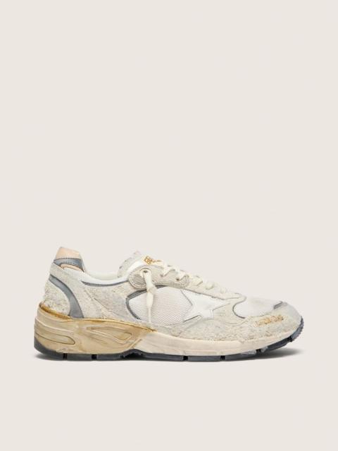 Golden Goose Women's Dad-Star in suede and mesh with white leather star and beige leather heel tab