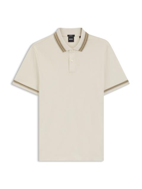 CONTRAST-TIPPING SLIM-FIT POLO SHIRT IN MERCERISED COTTON