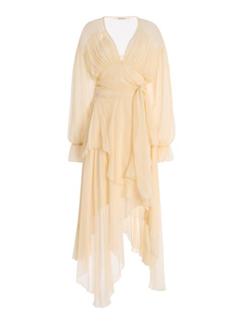 RODARTE Tie-Detailed Silk-Chiffon Midi Dress off-white
