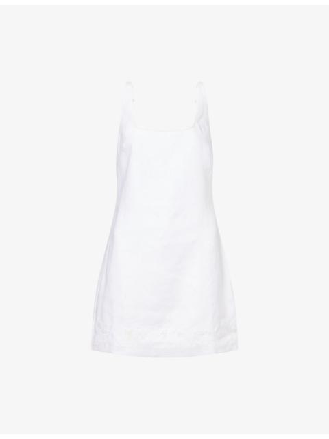 Reformation Koa Square-Neck Linen Mini Dress