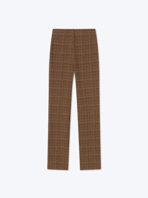 JUNA - Checked seersucker pants - Dark brown