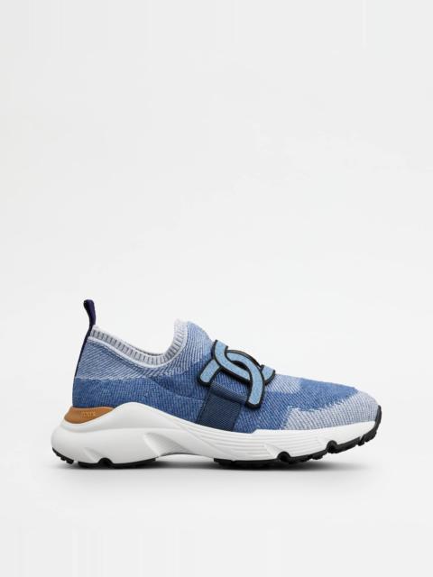 Tod's SLIP-ON SNEAKERS IN DENIM - LIGHT BLUE