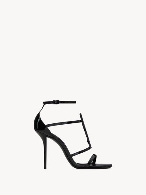 SAINT LAURENT cassandra sandals in patent leather with black monogram