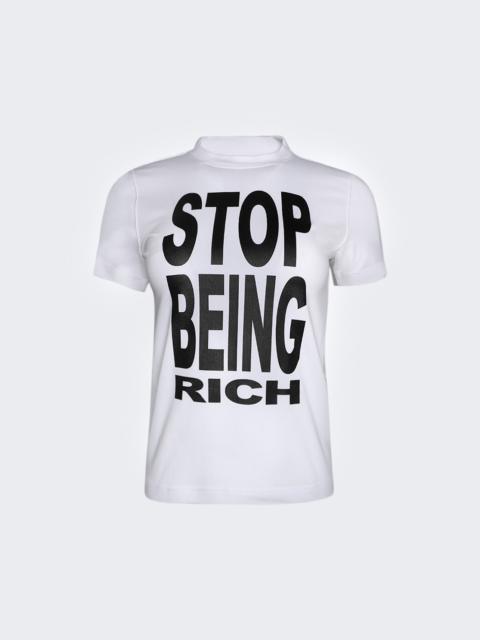 VETEMENTS Stop Being Rich Fitted T-Shirt White