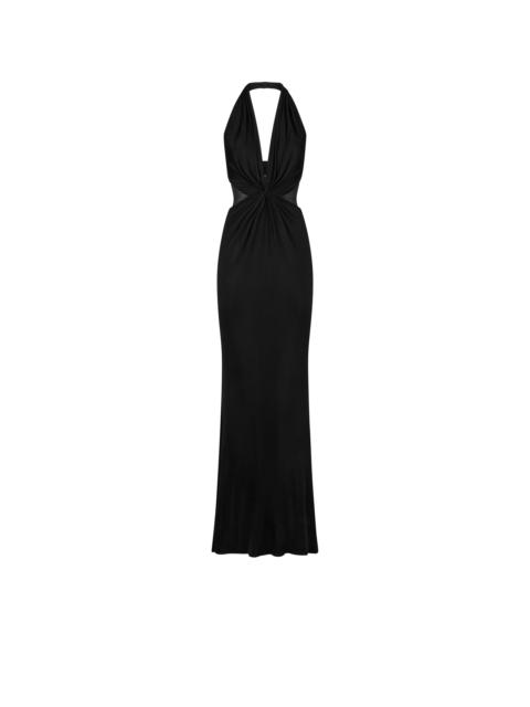 KNITTED STRETCH JERSEY CRISS-CROSS EVENING DRESS