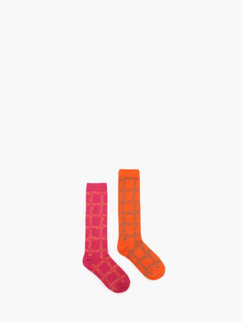 JW Anderson LONG SOCKS WITH LOGO GRID - BUNDLE