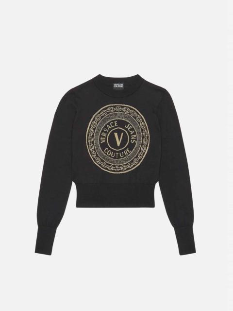 VERSACE JEANS COUTURE V-Emblem Cotton Sweater