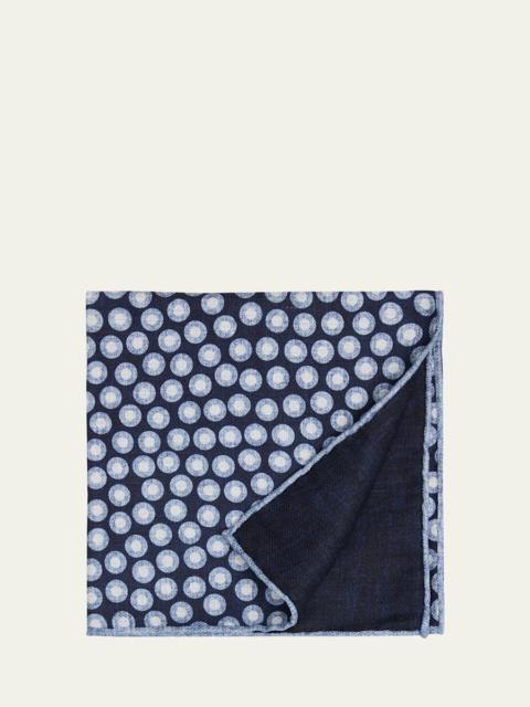 Brunello Cucinelli Men's Silk Geometric Circle Pocket Square