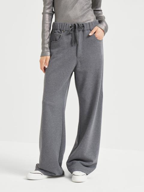 Brunello Cucinelli Cotton smooth French terry loose five-pocket trousers