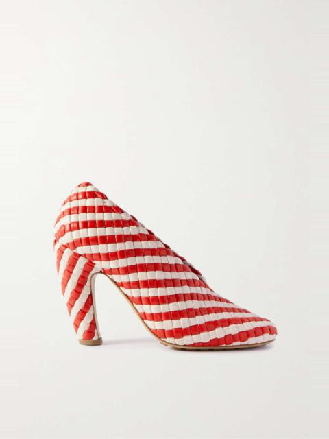 Canalazzo striped intrecciato leather pumps