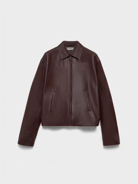 JW Anderson MENS BLOUSON LEATHER JACKET IN CHOCOLATE BROWN