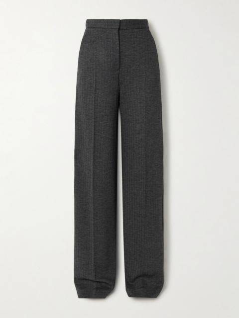 Max Mara Pleated herringbone wool-blend wide-leg pants Charcoal