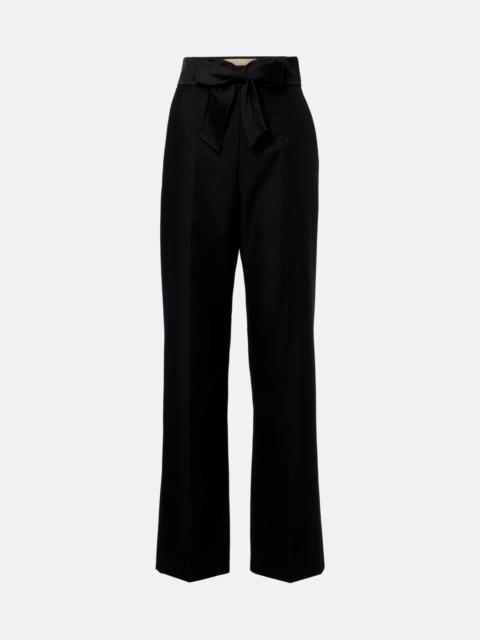 Valentino Bow-detail wool and mohair straight pants