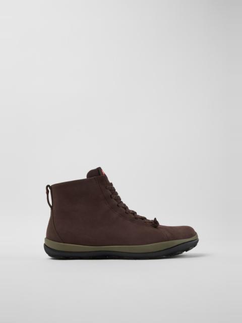 CAMPER Peu Pista GM Brown Nubuck Ankle Boots for Men.