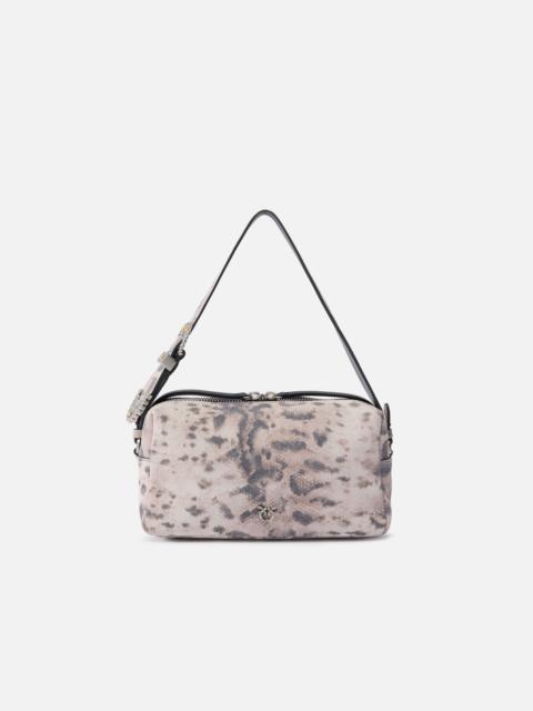 PINKO MEDIUM CROSSBODY BOWLER BAG IN SUEDE WITH PYTHON PRINT