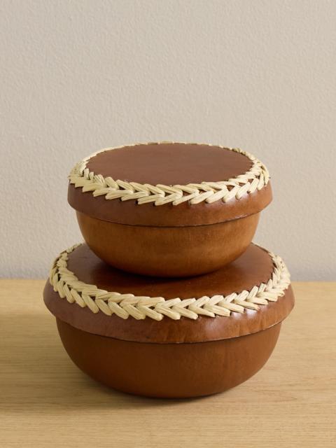 HUNTING SEASON Set Of Two Whipstitched Leather Boxes