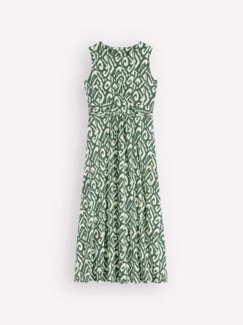 BODEN Zara Cross Waist Jersey Dress-Hunter Green, Ikat